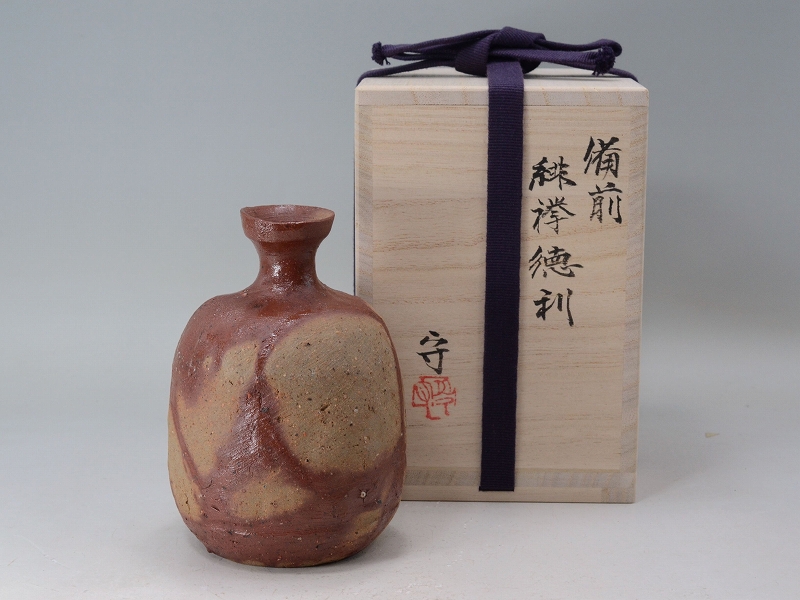 備前 花入 徳利 緋襷 火襷 登窯 作家一点もの 備前 花入 徳利 緋襷 火